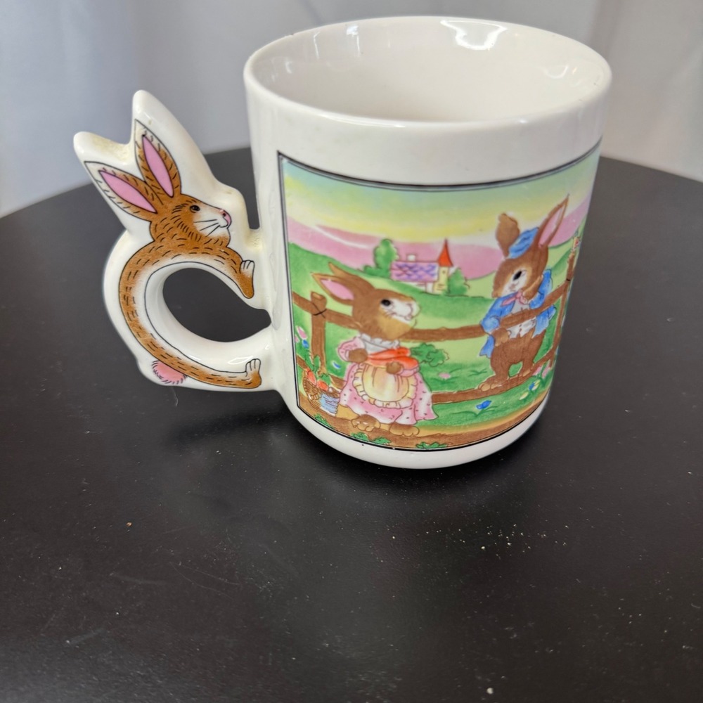 Bunny Rabbit Mug Novelty Coffee Cup Easter Spring Farmhouse Decor‎ Cute